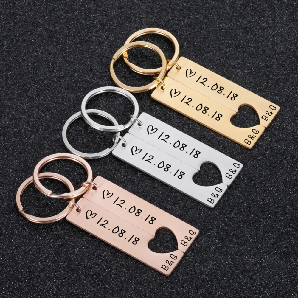 Customized Couples Keychain Boyfriend Girlfriend Keyring Husband Anniversary Valentine