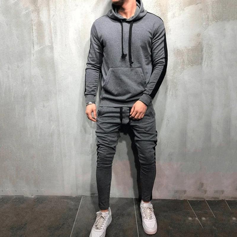 Men's Hooded And Solid Color Muscle Sports And Leisure New Sweater Suit