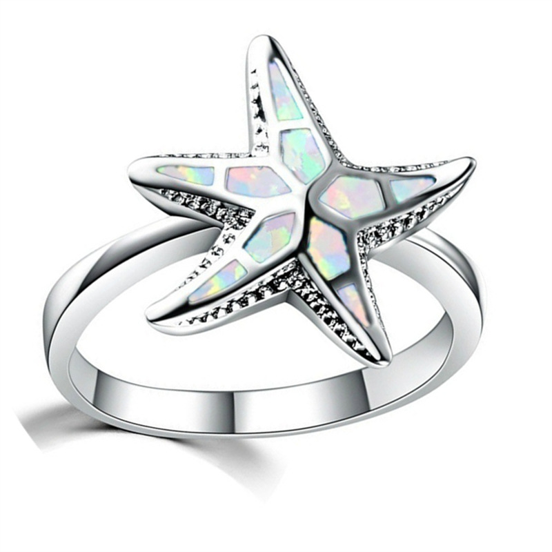Inlaid Simple Starfish Opel Moonstone Women's Ring