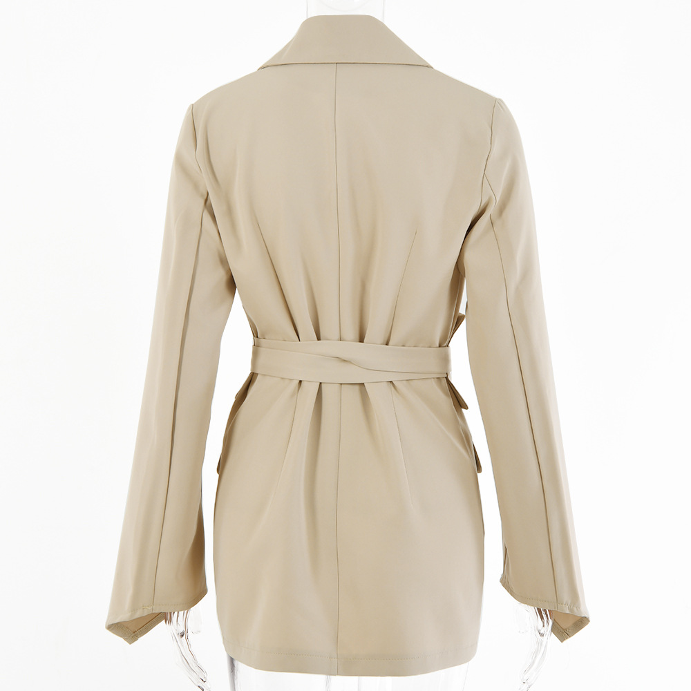 Cardigan Lace-Up Belted Lapels Slim Fit Blazer