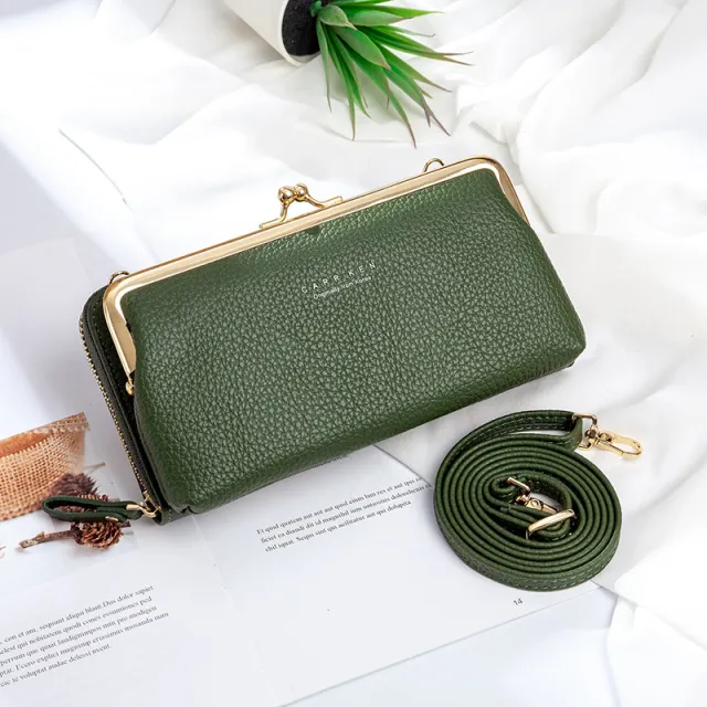New Female Bag Korean Fashion One Shoulder Messenger Bag Mobile Phone Bag Multifunctional Horizontal Bag Green - Shop at LoveMi
