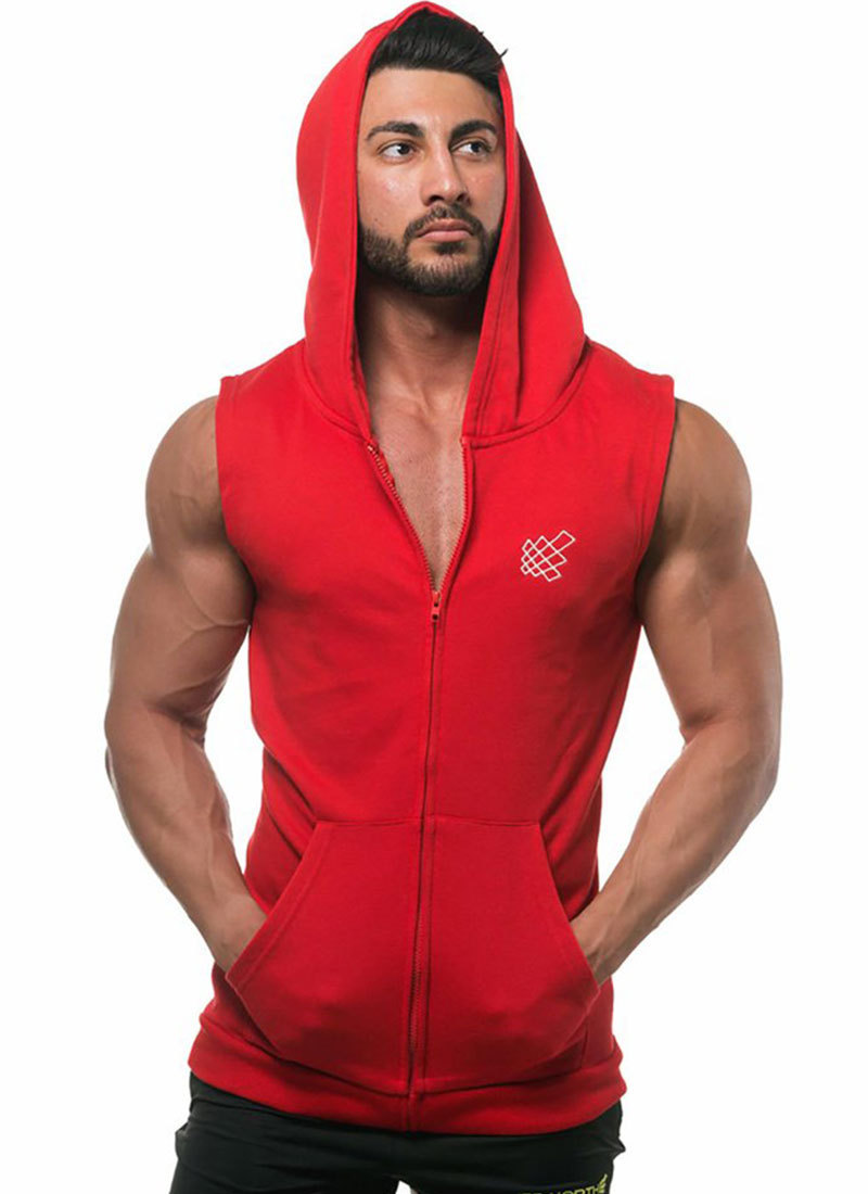 New Men's Zipper Hooded Solid Color Cardigan Sweater