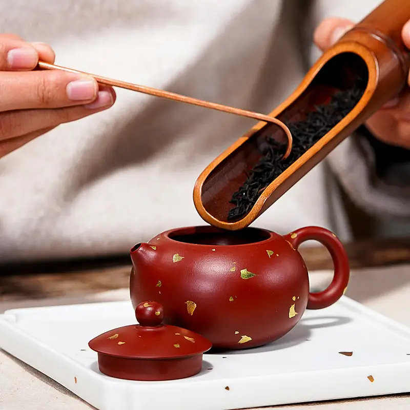 Original ore Dahongpao sketch with gold Xishi pot Kungfu teapot and tea set