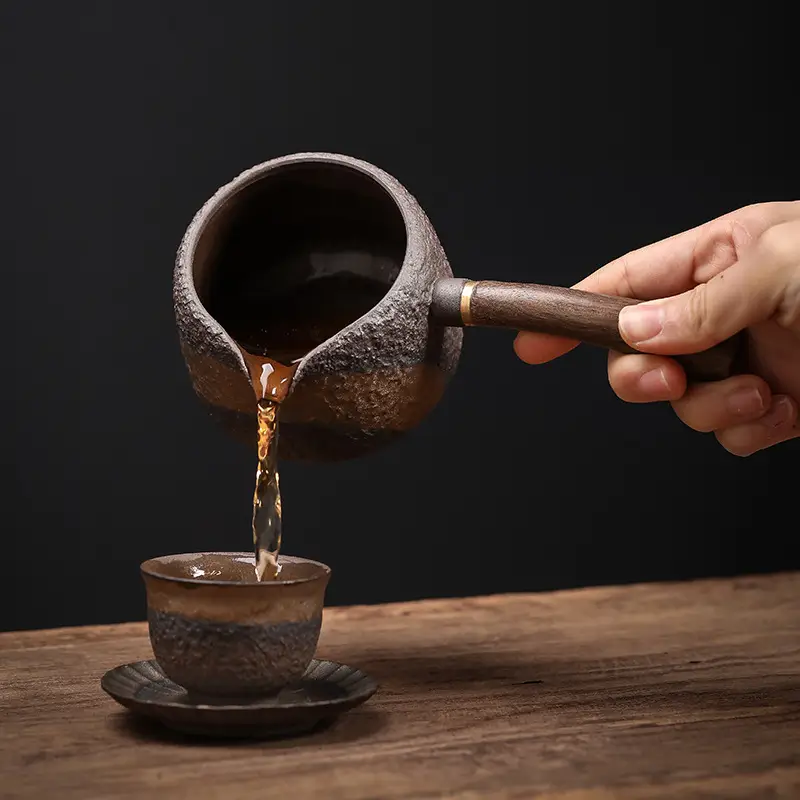 Ebony Side Handle Fair Cup Handmade Retro