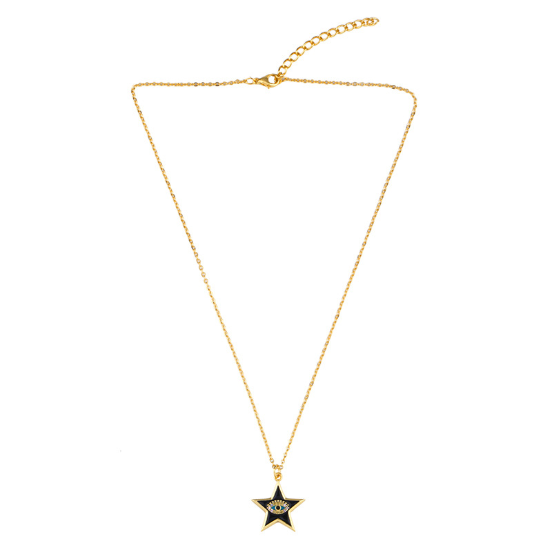 Fashionable Five-Pointed Star Multicolor Dripping Oil Necklace Pendant Female