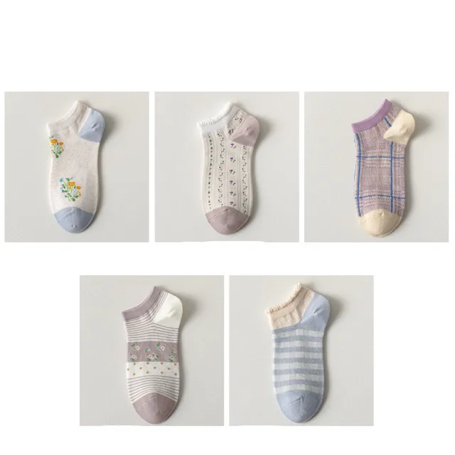Purple Blue Women's Socks Spring And Summer Shallow Mouth Low Cut Short Socks Blue - Shop at LoveMi