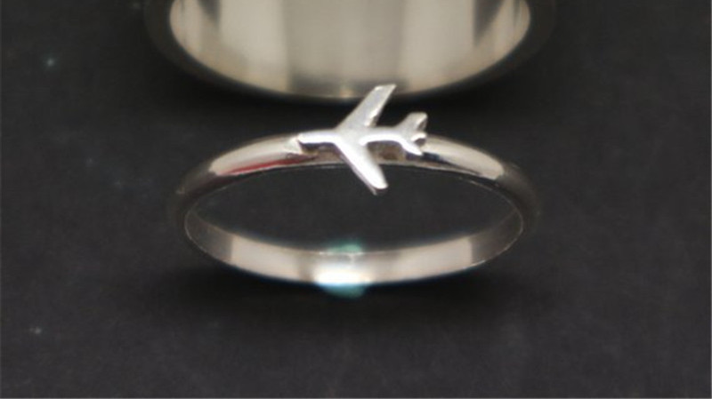 Stainless Steel Hollow Couple Airplane Ring