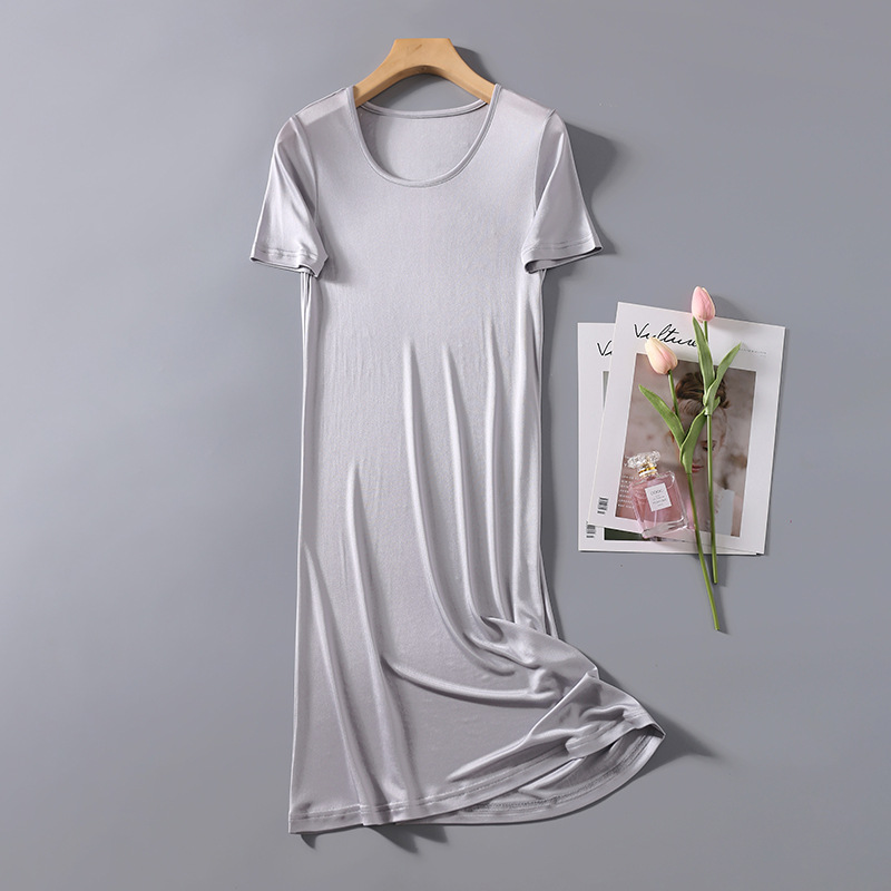 Silk Knit Short-Sleeve Nightdress, picture 2 of 4