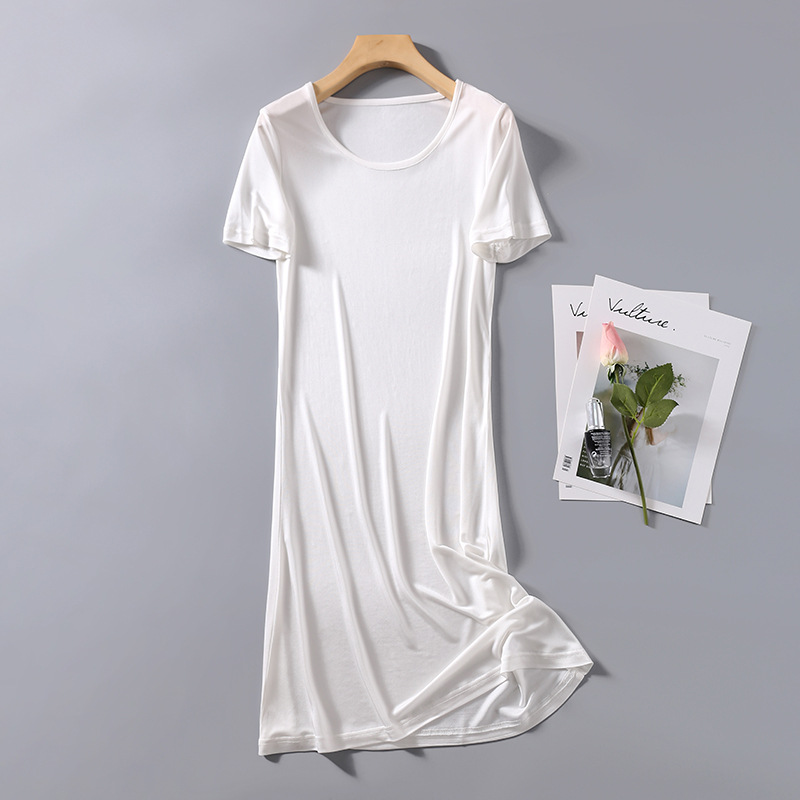 Silk Knit Short-Sleeve Nightdress