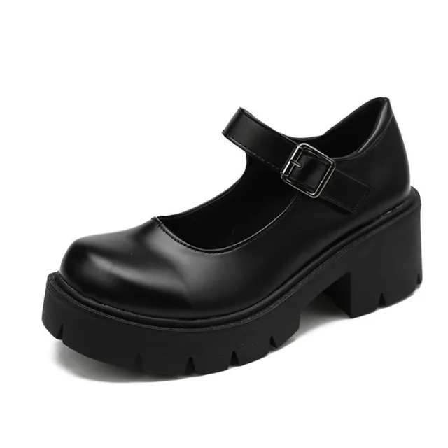 Thick Heel Thick Soled College Style Retro Small Leather Shoes Women Black - Shop at LoveMi