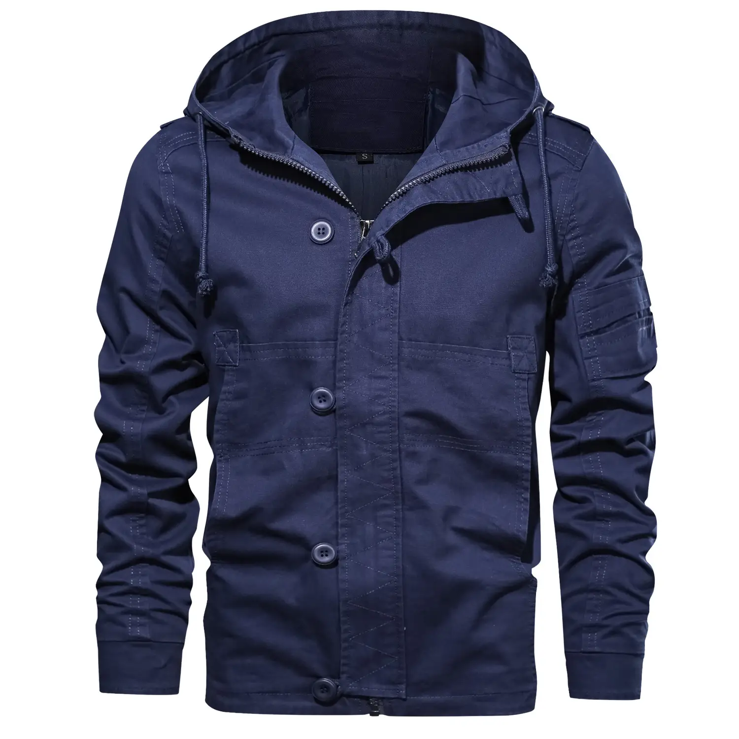 Jacket Men's European Code Tooling Mid-Length Hooded Jacket