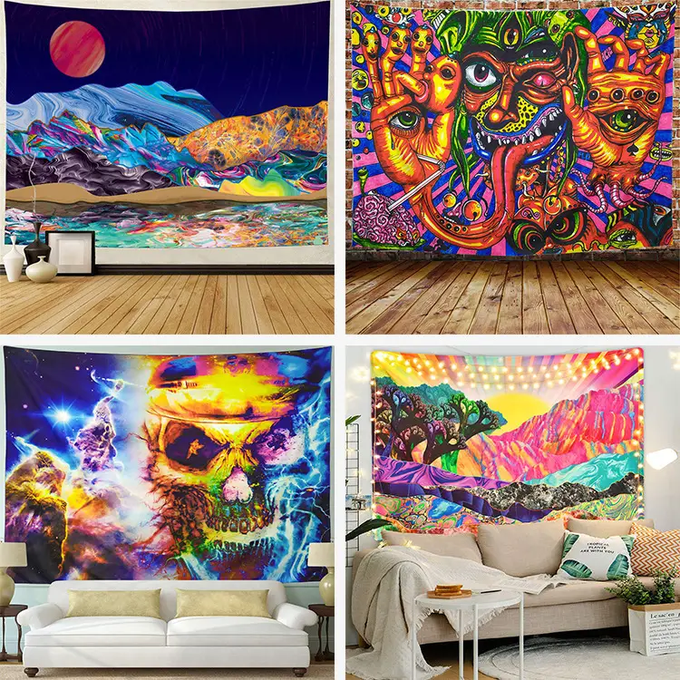 Creative Map Printed Tapestry Beach Towel Sitting Blanket