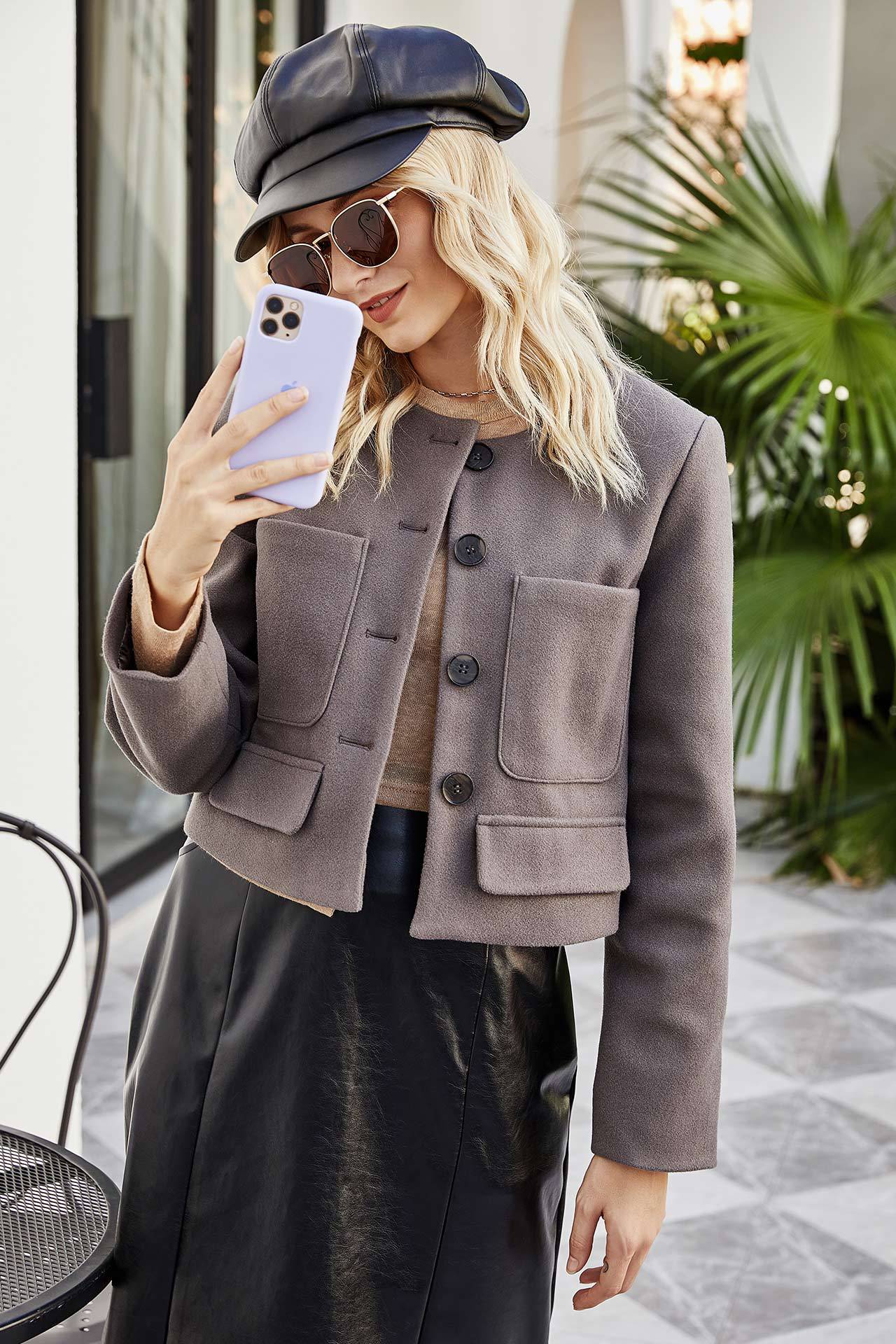 Suit Collar Single-Breasted Round Neck Temperament Small Jacket