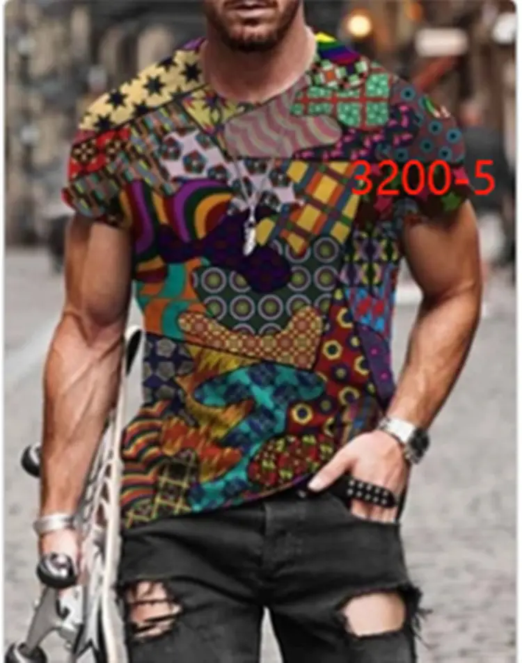 Men's Spring Graphic Digital Print T-shirt