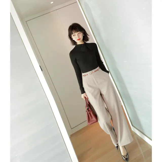 Loose Drape Temperament Slimming Casual Pants Fashion Wide Leg Pants Picture Color L - Shop at LoveMi