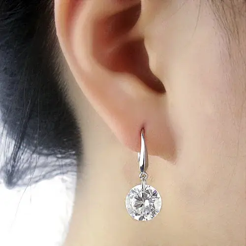 S925 Sterling Silver Ear Hook Simple Zircon Ear Studs