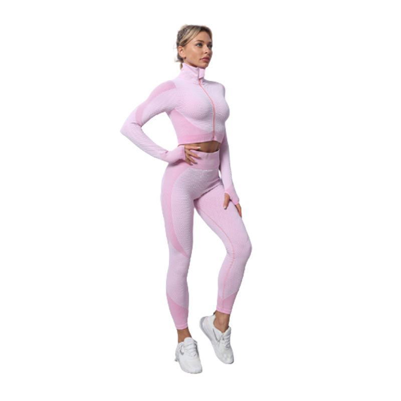 Seamless Zip-Up 2-Piece Yoga Set – Breathable, Quick-Dry & Stylish