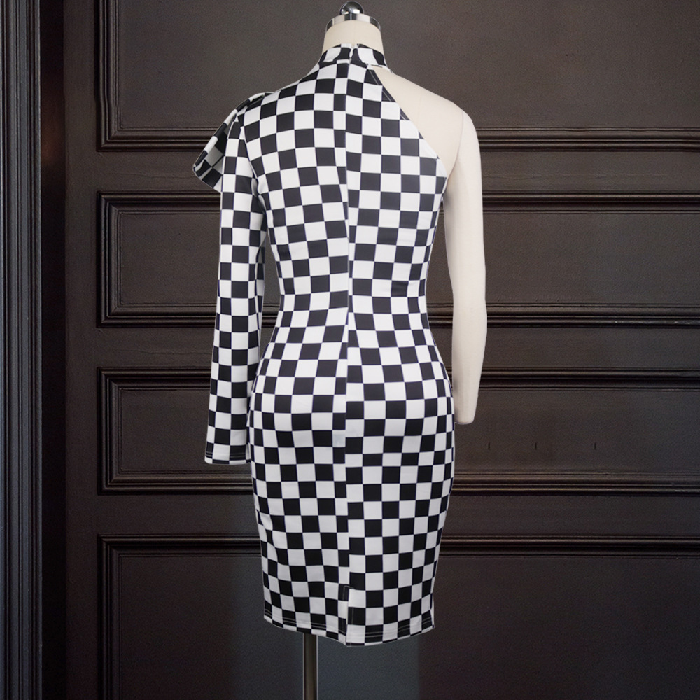 Sexy One-shoulder Open Back Bow High Waist Dress