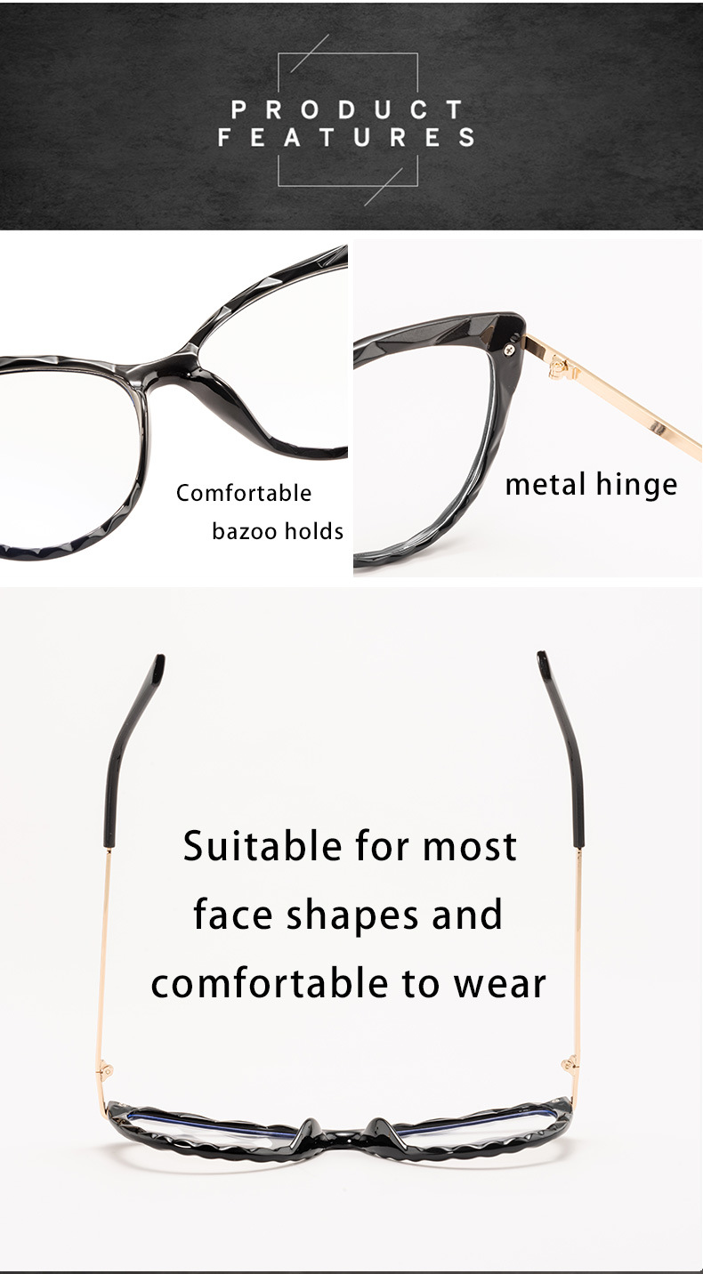 Title 8, Crystal Multi-faceted Metal Legs Myopia Frame