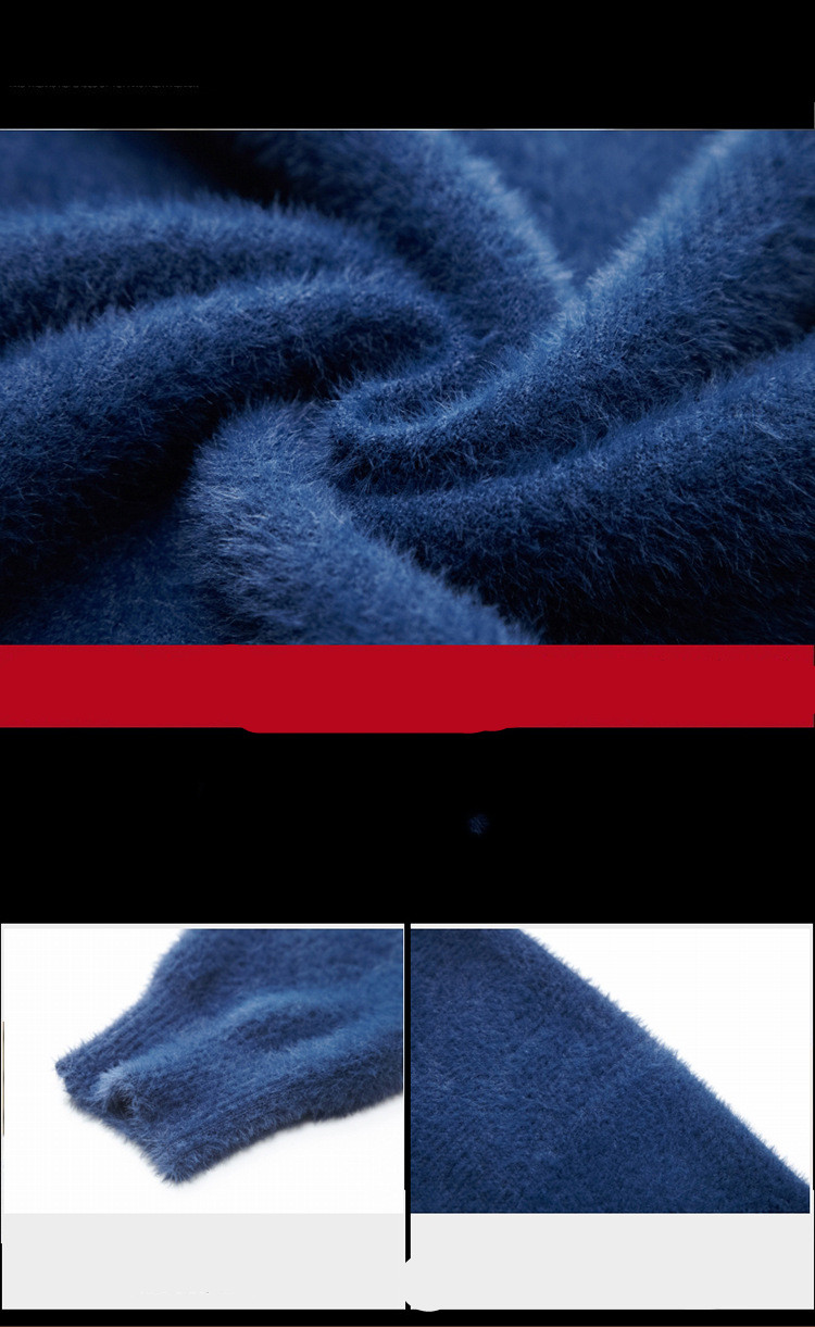 Winter Mink Velvet Sweater Men's High Neck Pullover Thickening Trend Young Men's Mink Wool Warm Knitted Bottoming Shirt