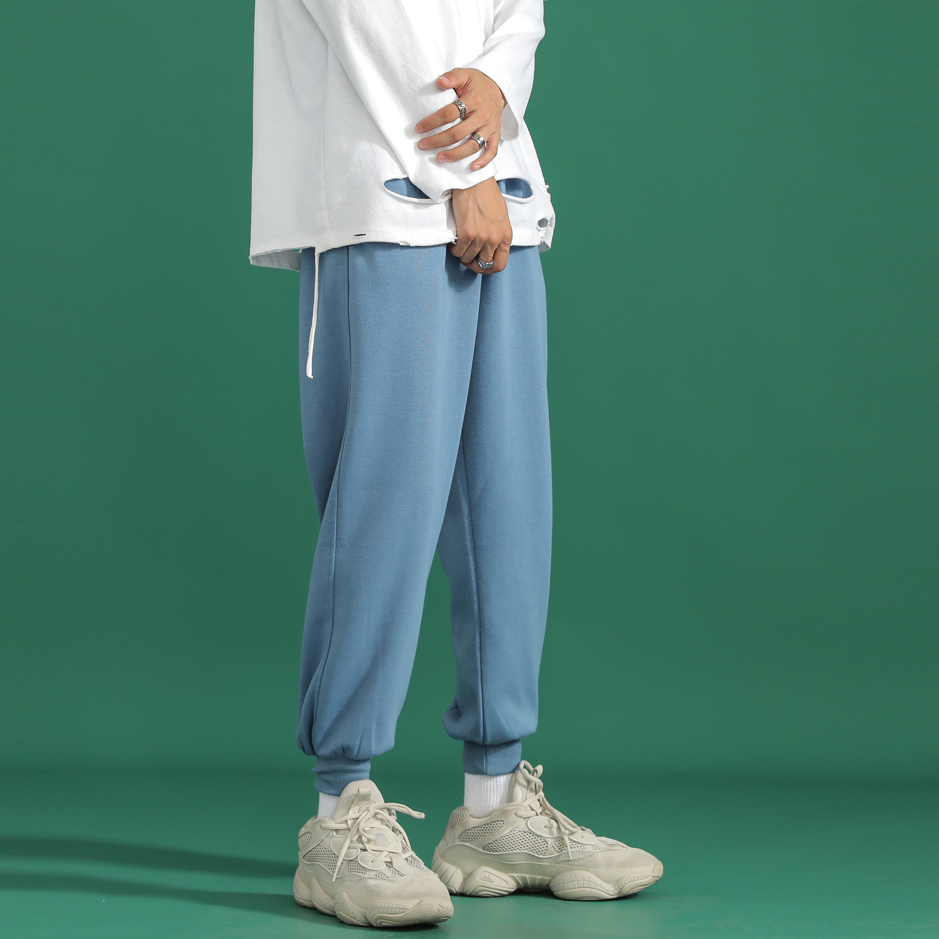 Title 3, Pure Color Trousers Ankle-Length Pants Autumn a...