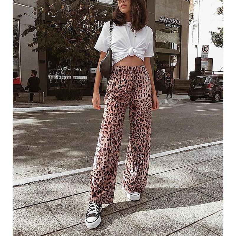 Title 2, Pantaloni Ampi Casual Stampa Leopardo Donna Com...