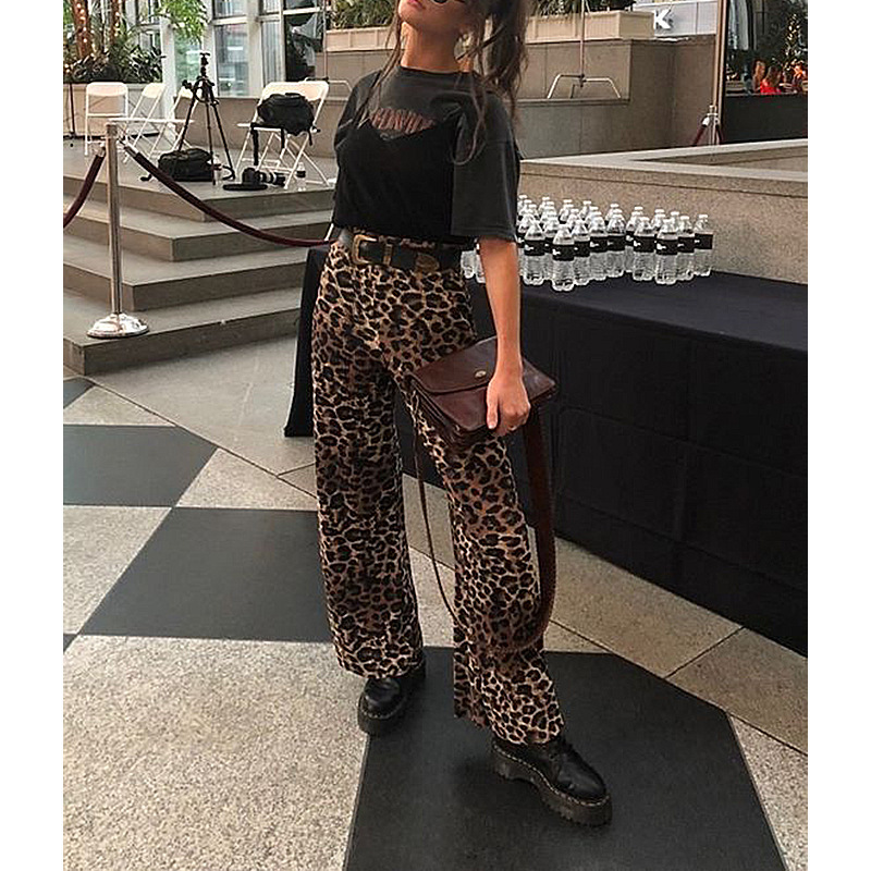 Title 5, Loose Casual Wide-leg Pants In Leopard Print