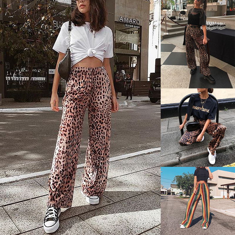 Loose Casual Wide-leg Pants In Leopard Print