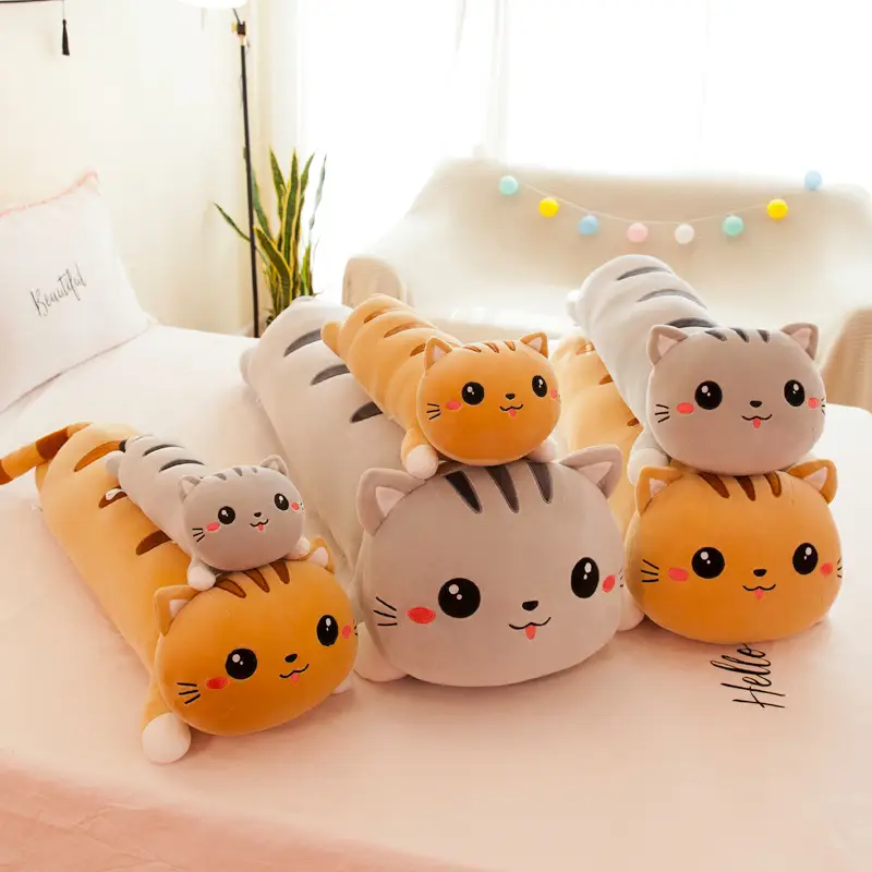 Foreign Trade Export Plush Toy Online Store Lying Down Happy Cat Pillow