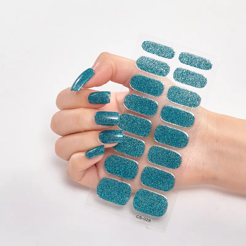 Scallion Powder Nail Stickers Solid Color Sequined