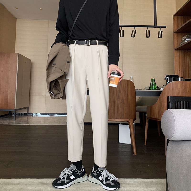 Title 5, Mens loose fit cropped trousers suit trousers....