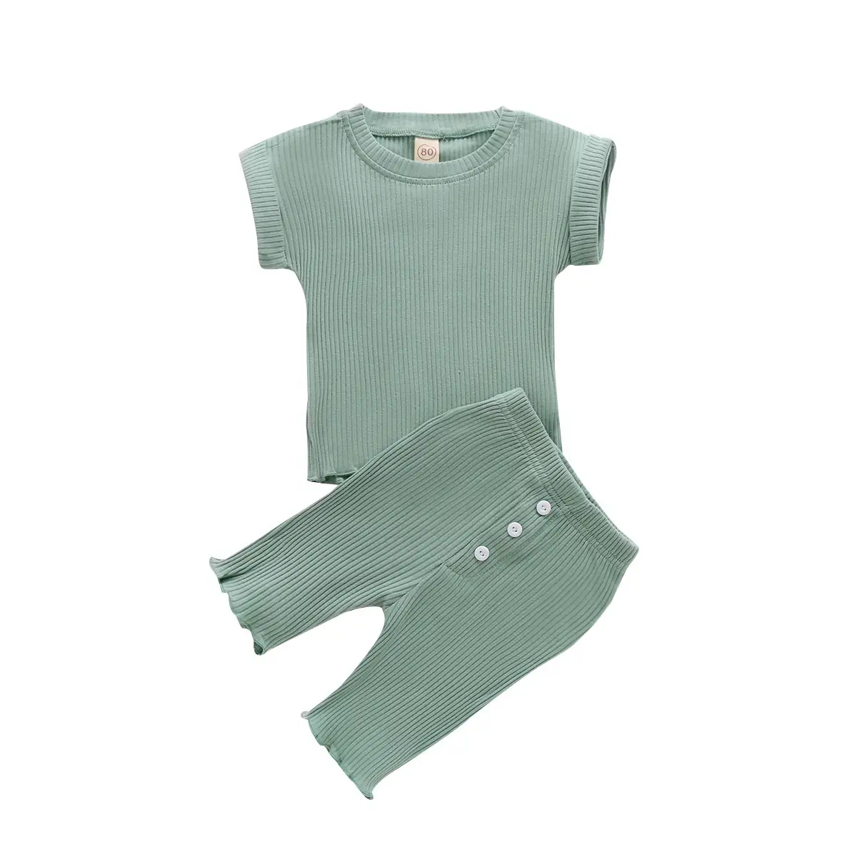 Knitted T-shirt Trousers Casual Multi-color Suit