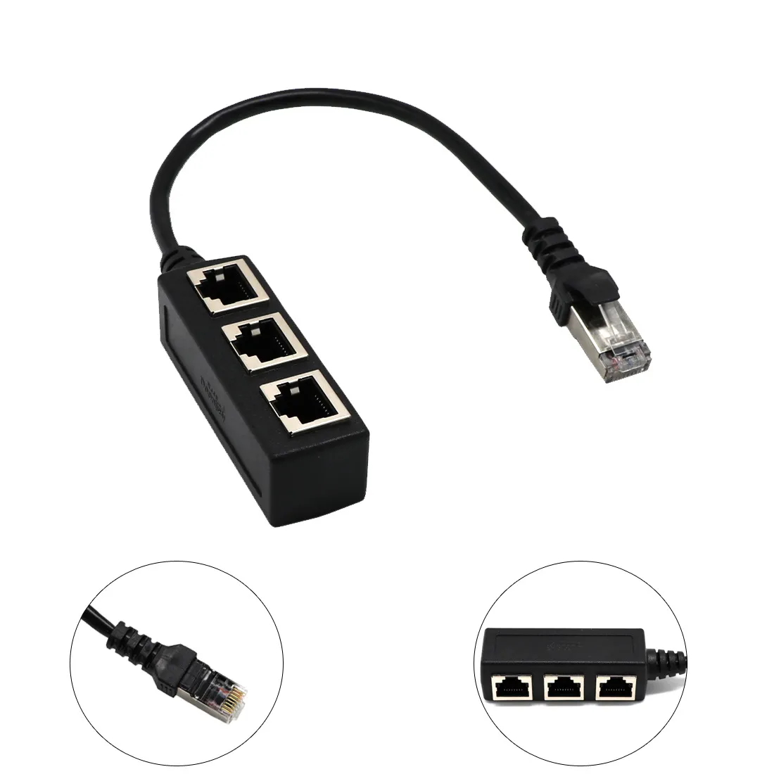 Network Cable Adapter Cable Connecting Line One Male 3 Bus CATE 6 Line – image 3