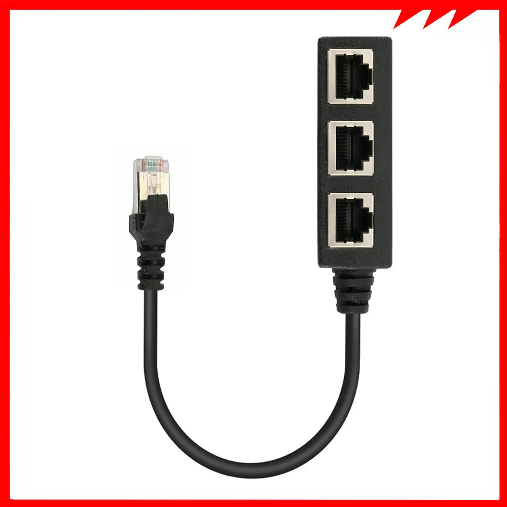 Network Cable Adapter Cable Connecting Line One Male 3 Bus CATE 6 Line – image 5
