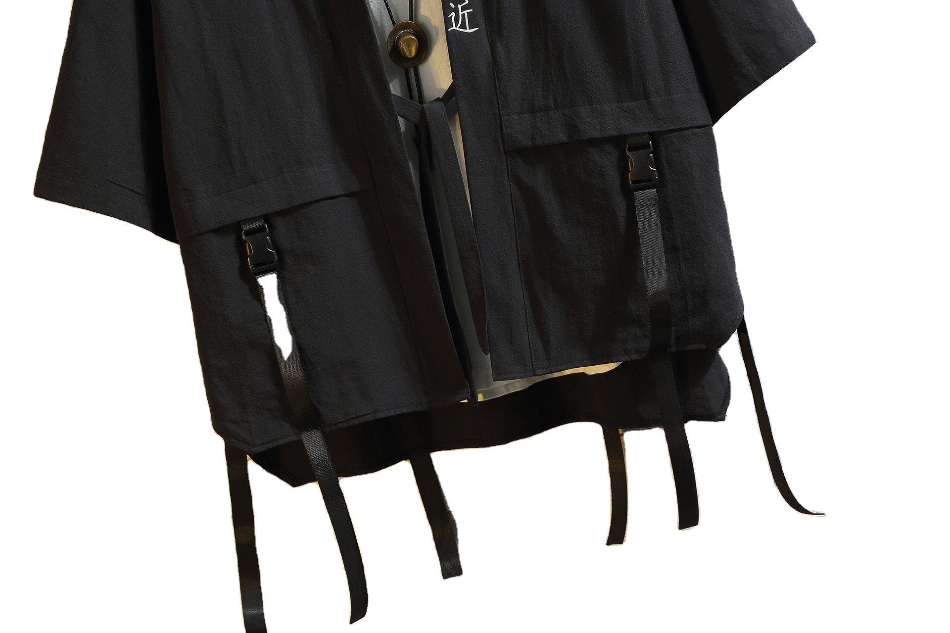 Three-Quarter Sleeves Embroidery Knit Wide Loose Hip-Hop Trend Short-Sleeved Cardigan