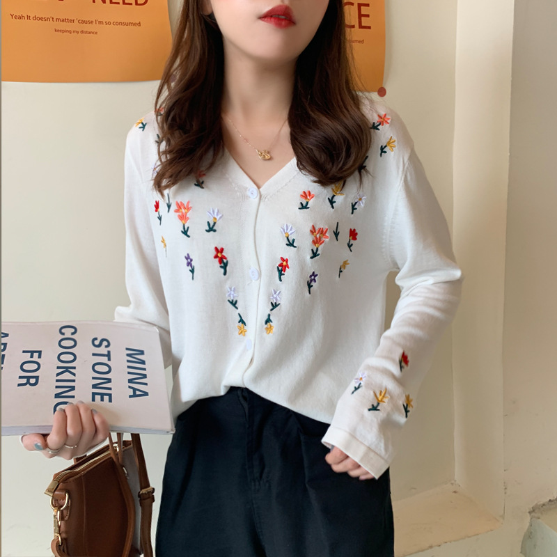 New Korean Style Loose And Thin Versatile Long-Sleeved Cardigan Jacket