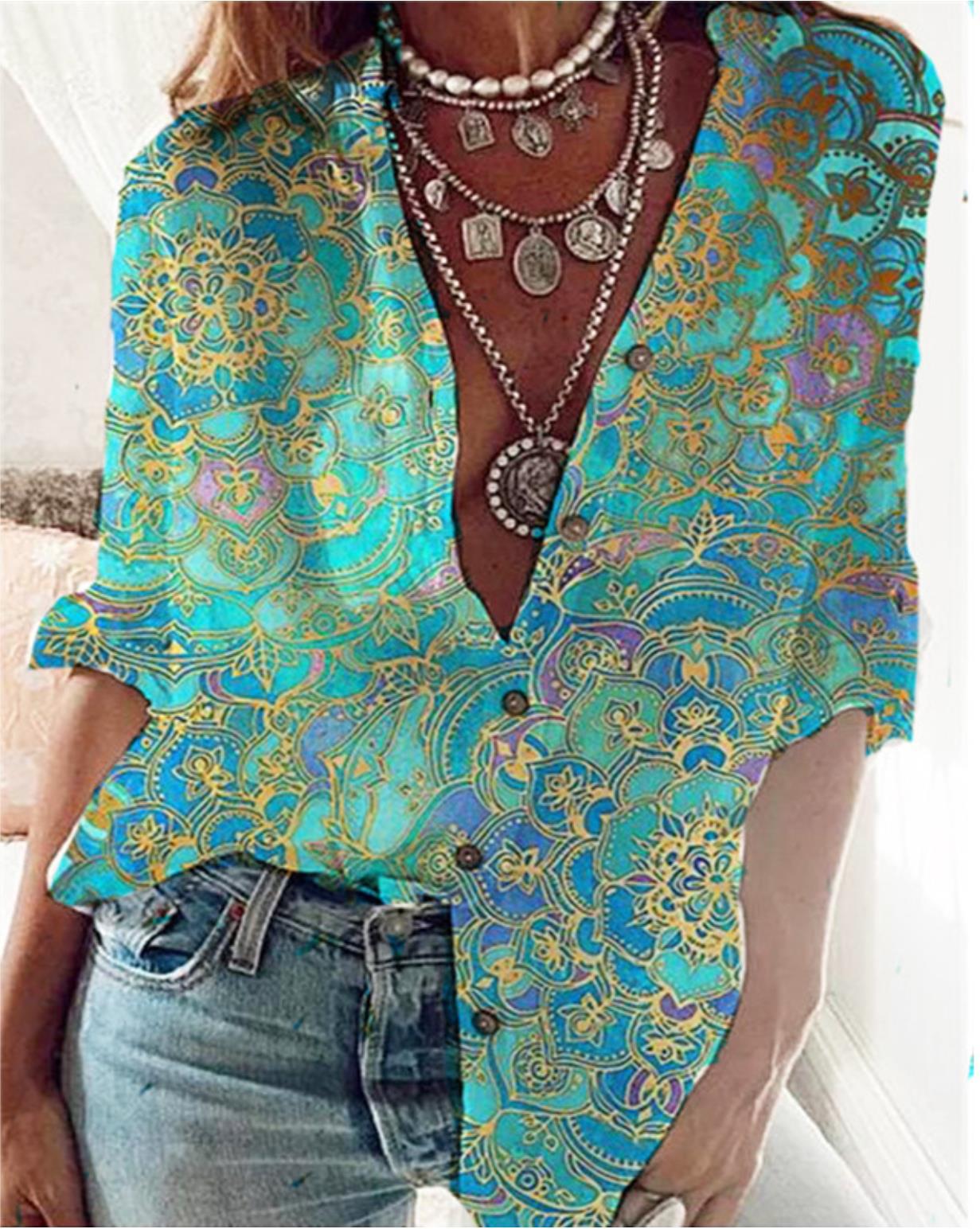 Floral Sleeve Shirt Top Women's Clothing