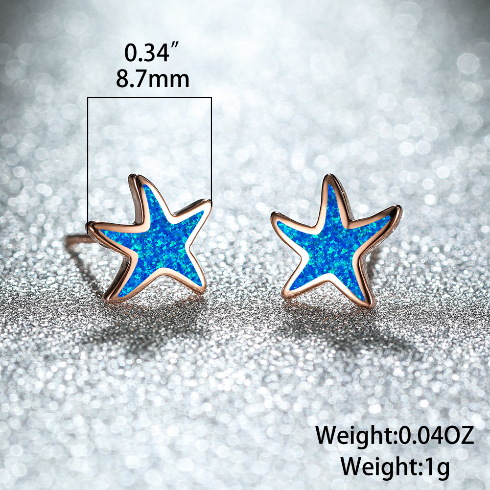 Simple Fresh And Sweet Opal Starfish Earrings