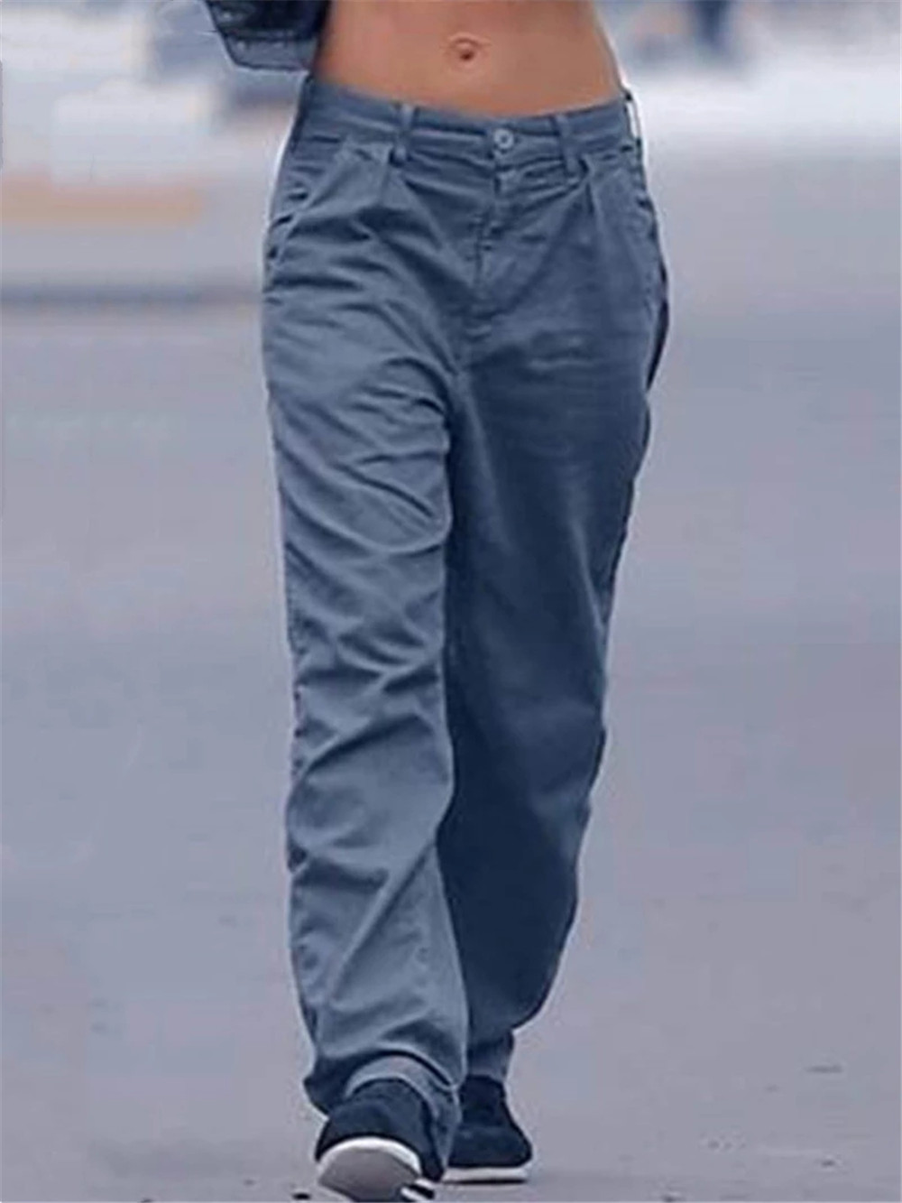 Pure Color Pocket Casual Women's New Trousers