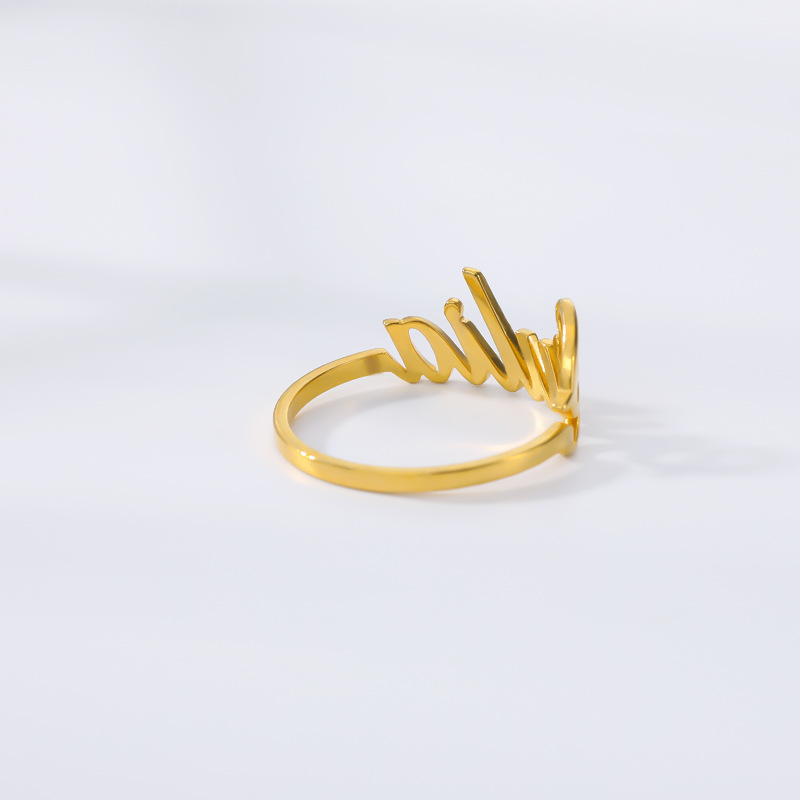 Adjustable Nameplate Ring Rose Gold Name Ring Ladies Gift Stainless Steel Signature Fashion Jewelry