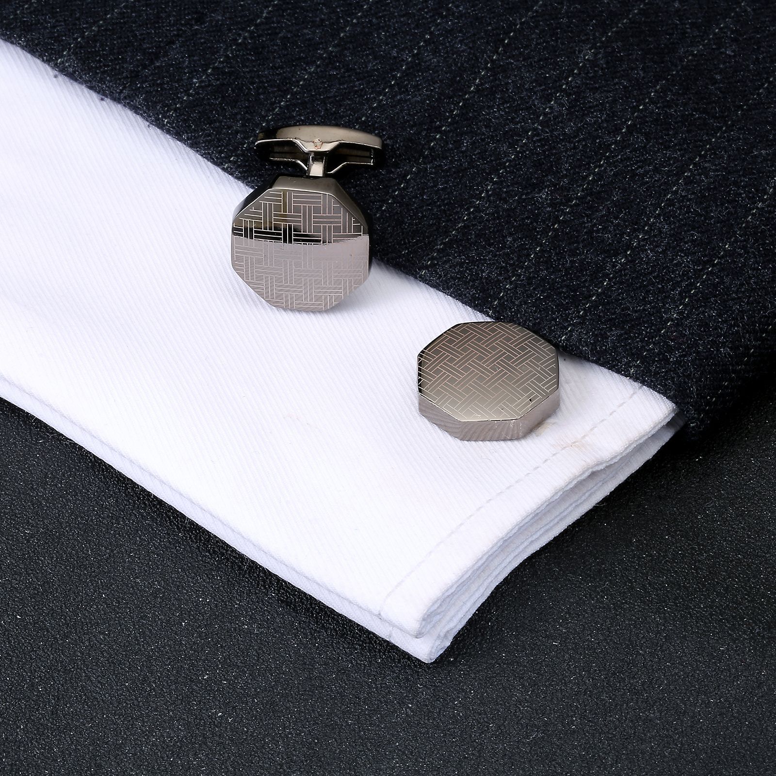 Geometric Laser Cufflinks, picture 4 of 4