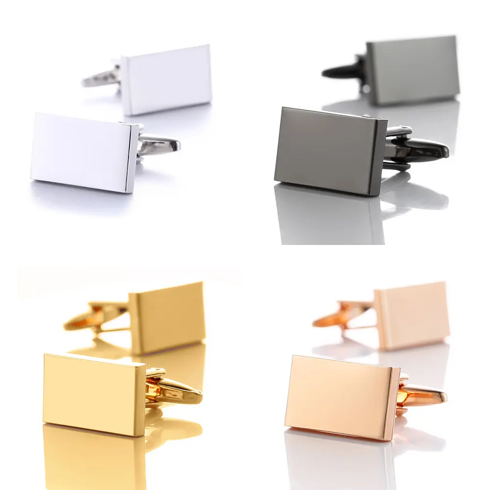 Plain Metal Rectangular Cufflinks High Quality