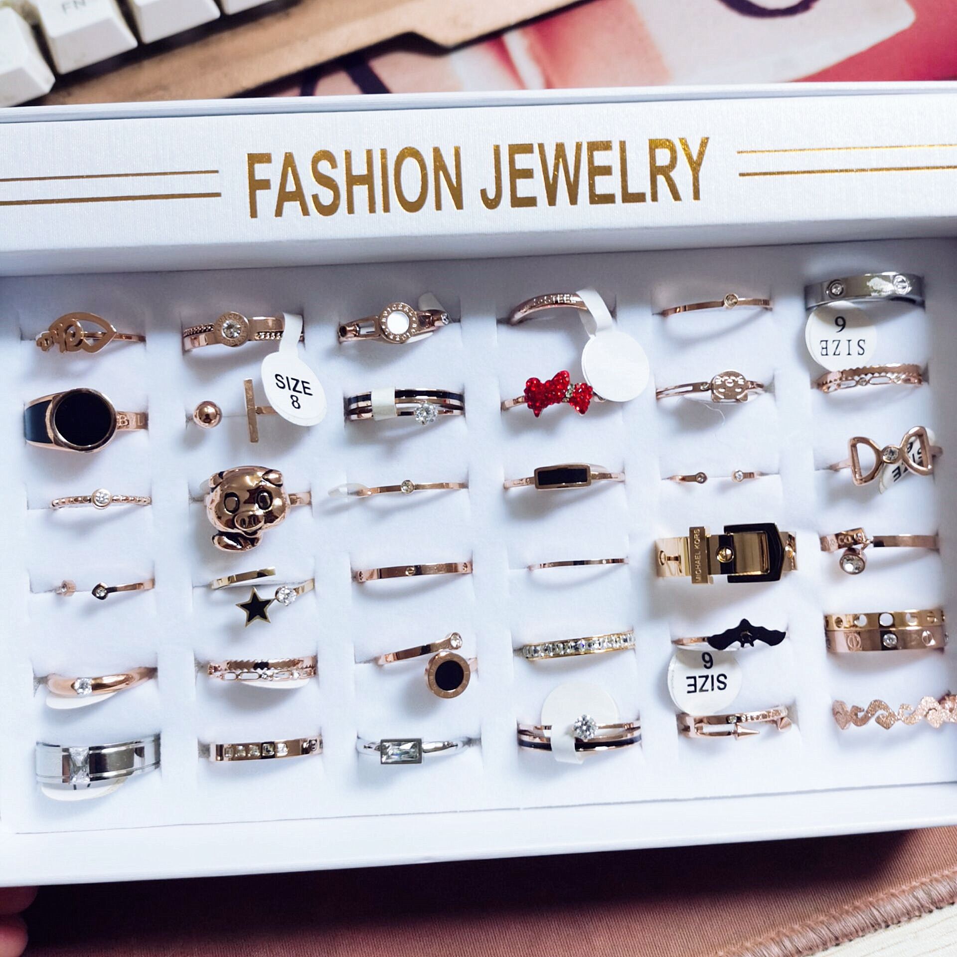 Korean Heart Shaped Atmospheric Bracelet Light Rose Gold Diamond Color Preserving Ring