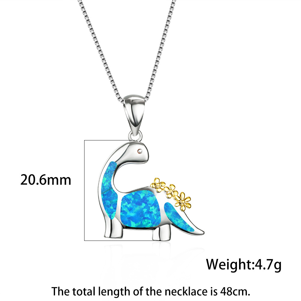 Popular Accessories Artificial Opal Dinosaur Necklace
