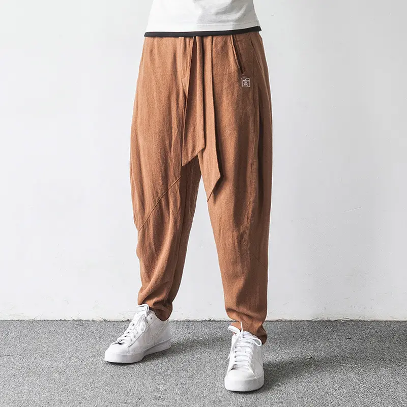 Cotton And Linen Harlan Embroidered Lantern Trousers
