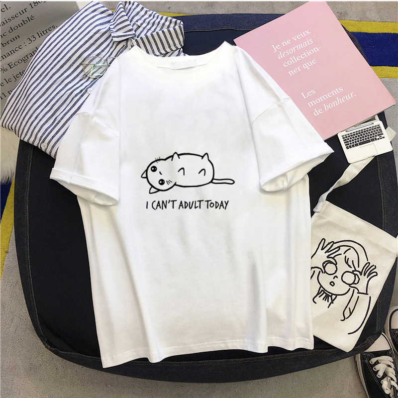 Fashion Brand Women's T-Shirt, Cat, Banana, Cute, Creative And Fun Printing, Simple And Versatile