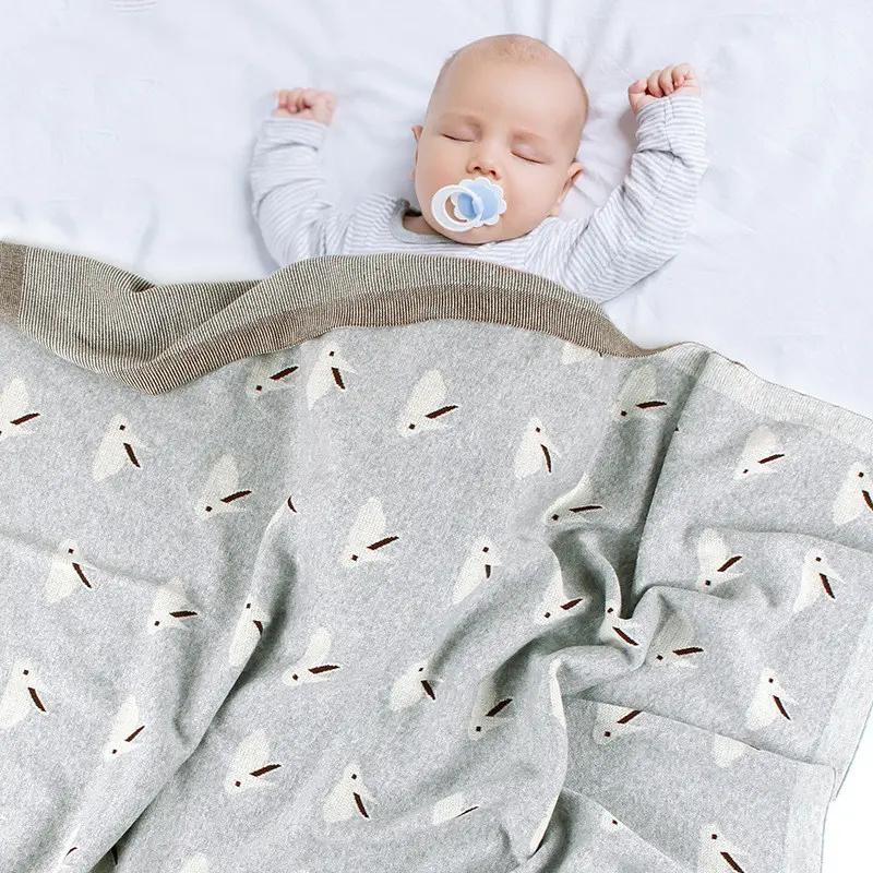 Baby Blanket Knitted Bunny Hug Windproof Cover