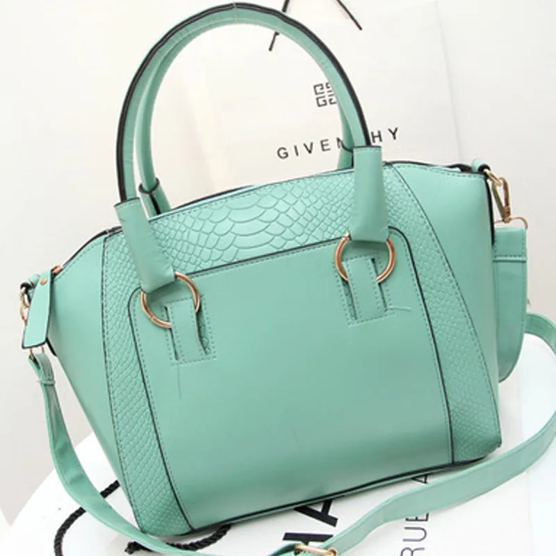 Fashion Crocodile Pattern One-Shoulder Portable Bright Leather Bag - Green