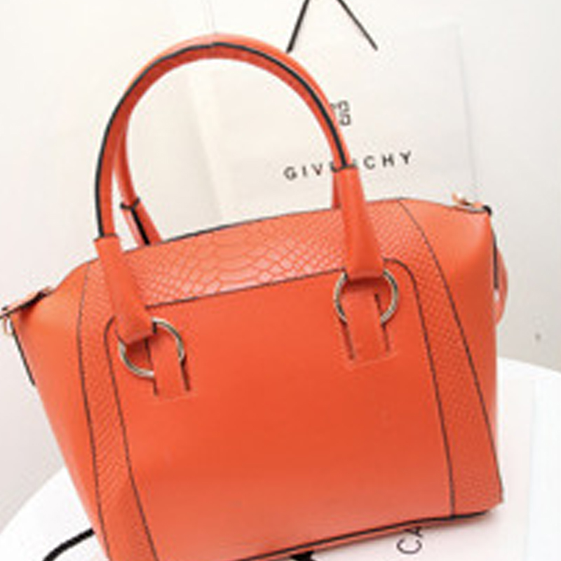 Fashion Crocodile Pattern One Shoulder Portable Bright Leather Bag Orange - Shop at LoveMi
