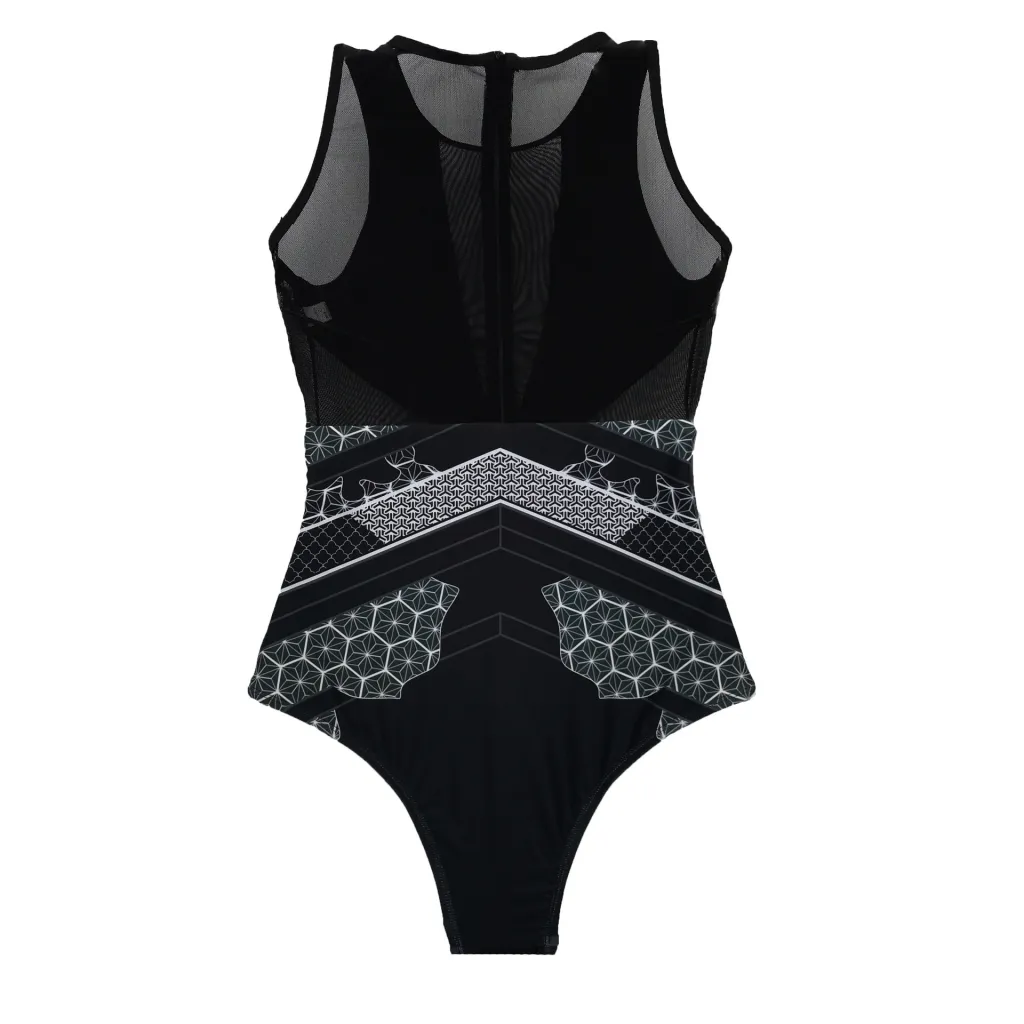19 Miracle Clothing New Cross-border Swimsuit Print Sexy Bikini One-Piece Swimsuit Bikini - Black